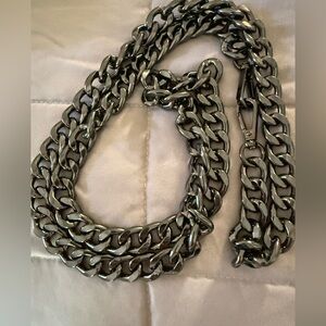 Heavy Chunky Gunmetal Curb Link Chain Necklace or Purse Strap